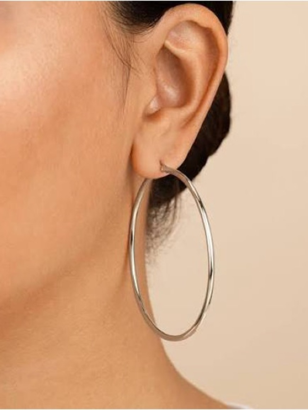 Classic Silver Large Hoop Earrings - Women